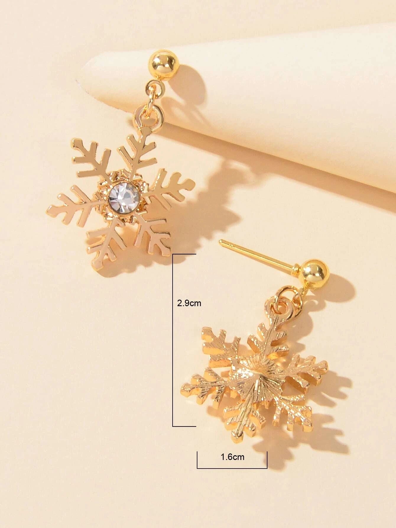 Christmas Jewellery Rhinestone Gold Snowflake Drop Earrings Festival Accessories