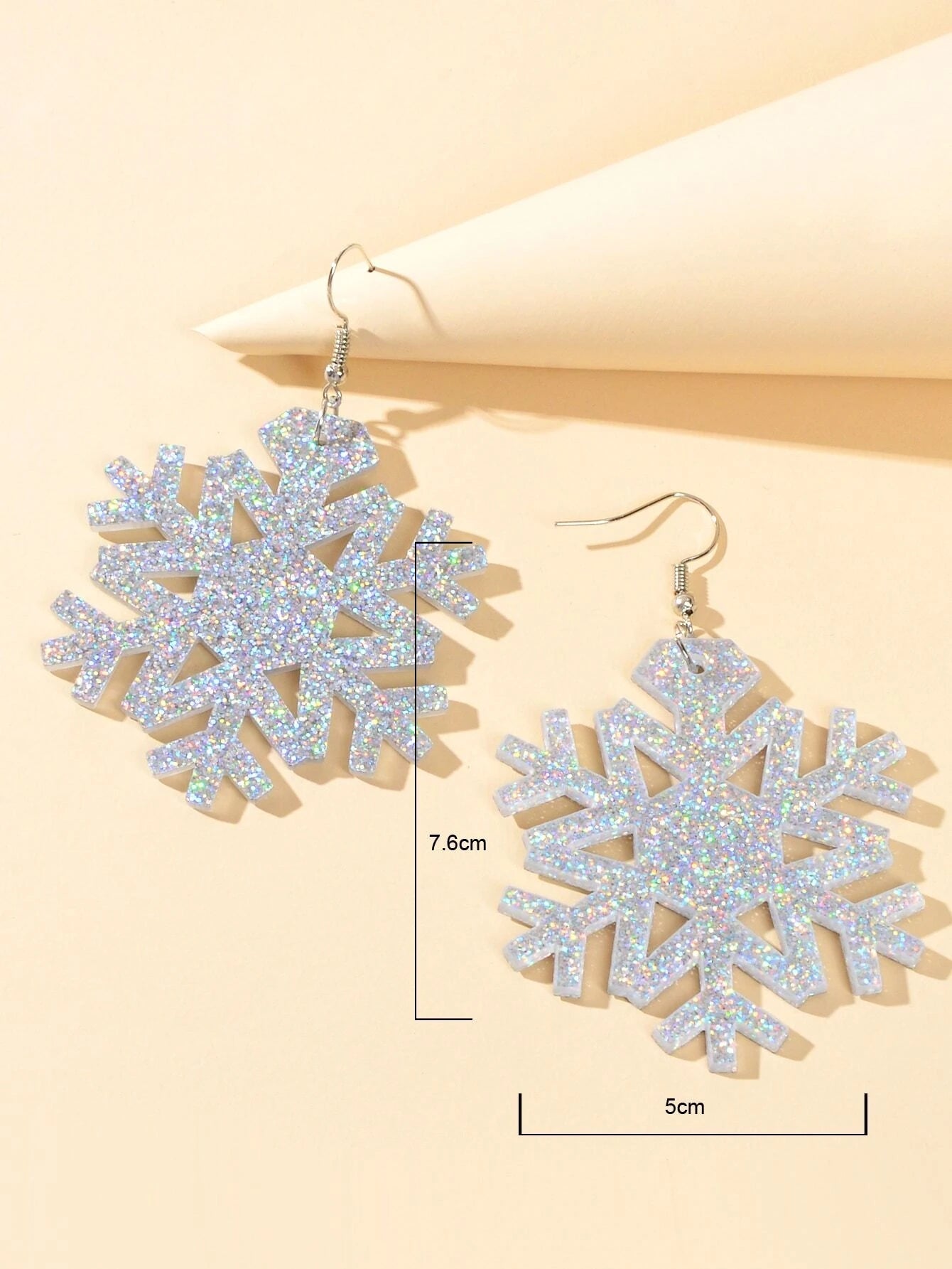 Christmas Jewellery Silver Acrylic Snowflake Drop Dangle Earrings Festival Gift