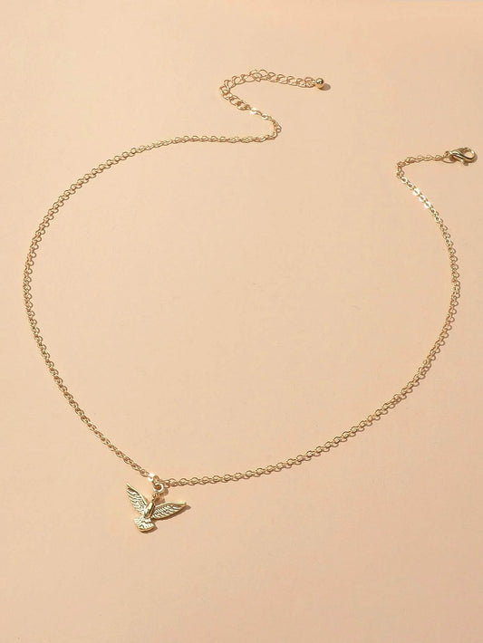 Fashion Accessories Minimalist Gold Chain Bird Pendant Necklace Women Jewellery