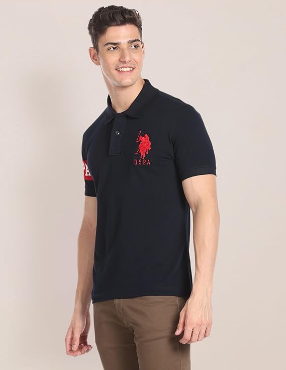U.S. POLO ASSN. Men Cotton Solid Slim Fit Polo Shirt