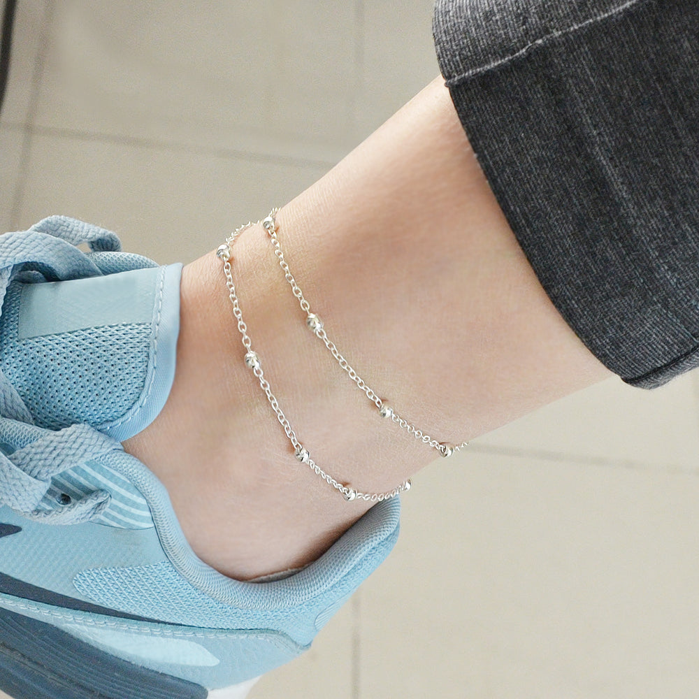 Summer Accessories Gold Silver Doublelayer Chain Anklet Holiday Beach Jewellery