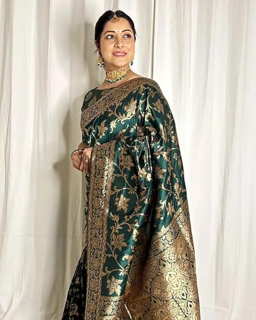 Sugathari Women's Pure Kanjivaram Silk Saree Banarasi Silk Saree With Blouse Piece (SAM PARI S-7)