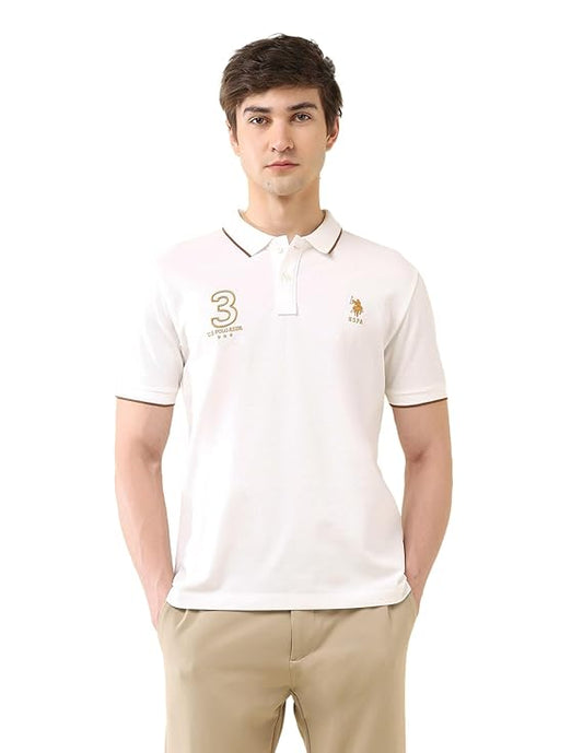 U.S.Polo Association Men's Embroidered Pure Cotton Gold Cup Polo Shirt