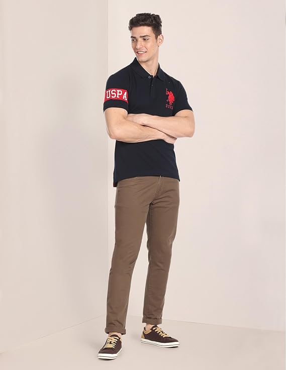 U.S. POLO ASSN. Men Cotton Solid Slim Fit Polo Shirt