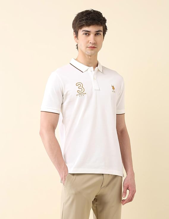 U.S.Polo Association Men's Embroidered Pure Cotton Gold Cup Polo Shirt