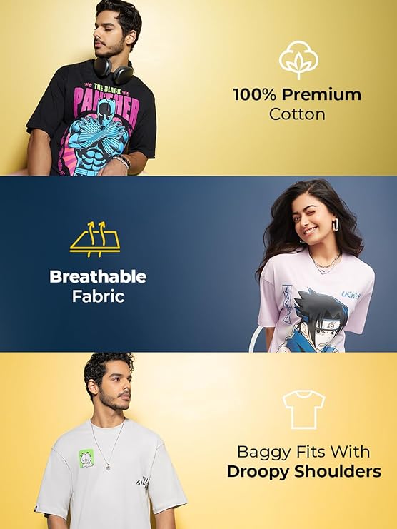 Bewakoof Official Garfield Merchandise Women's Graphic Printed Oversized Fit Half Sleeve Round Neck Cotton Jersey T-Shirt