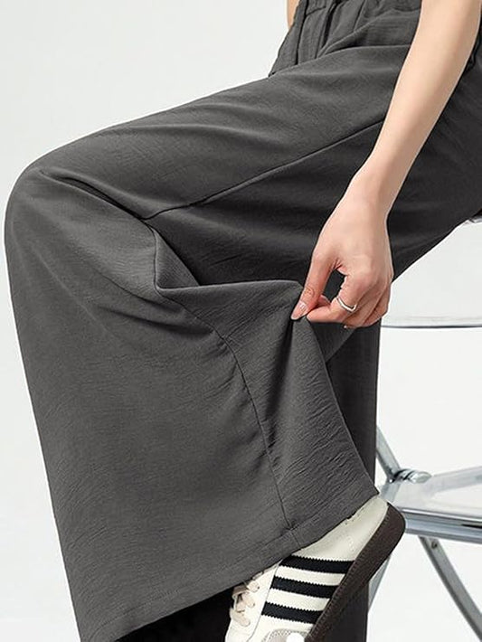 KOTTY Women's Solid|Drawsting|Front Pocket|Wide Leg Style|High Rise|Casual Pant