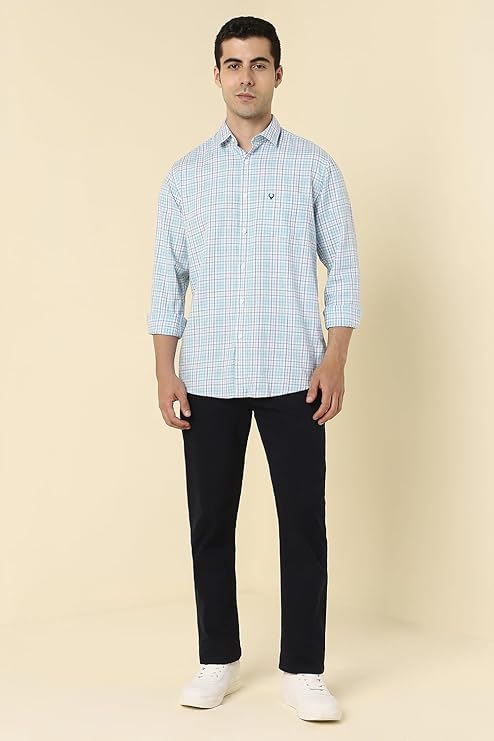 Allen Solly Men Cotton Slim Fit Small Checks Casual Shirt