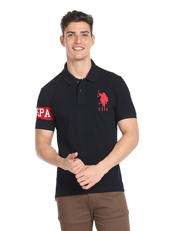 U.S. POLO ASSN. Men Cotton Solid Slim Fit Polo Shirt