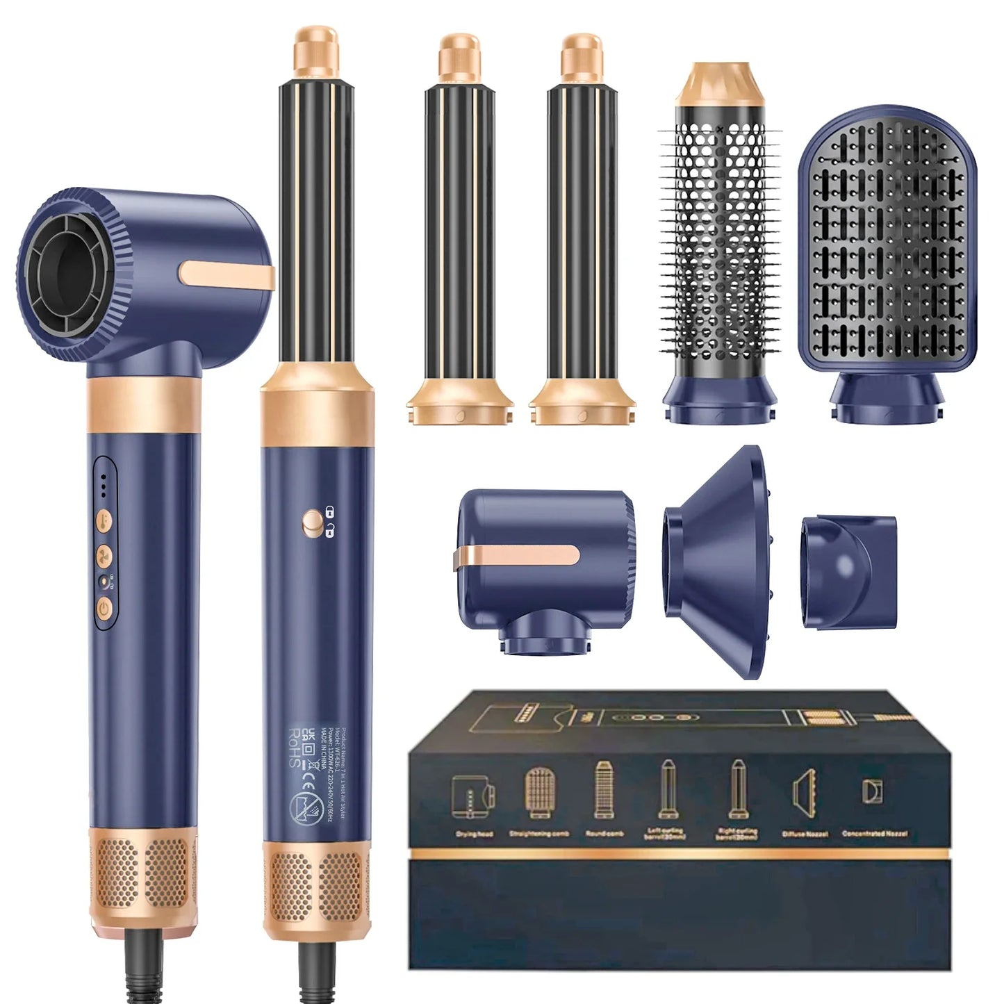 7 In 1 Hair Dryer Brush Brushless High Speed Hair Dryer