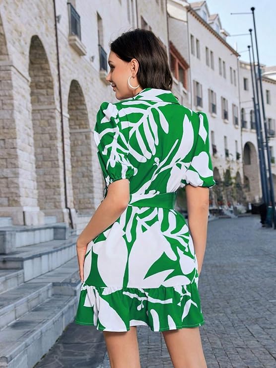 GRECIILOOKS Printed Midi Bodycon One-Piece Dress Elegant Summer Outfit, Slim Fit Cocktail Look, Soft Fabric