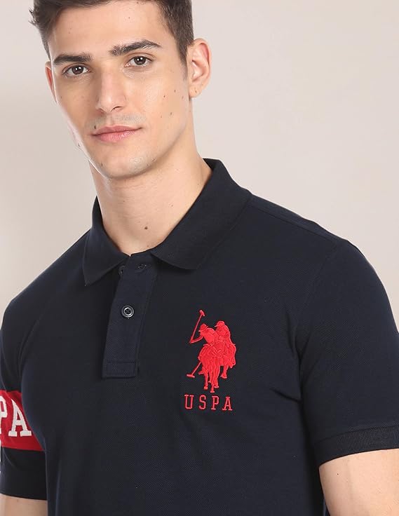 U.S. POLO ASSN. Men Cotton Solid Slim Fit Polo Shirt