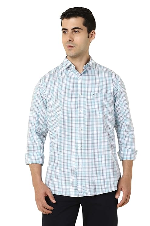 Allen Solly Men Cotton Slim Fit Small Checks Casual Shirt