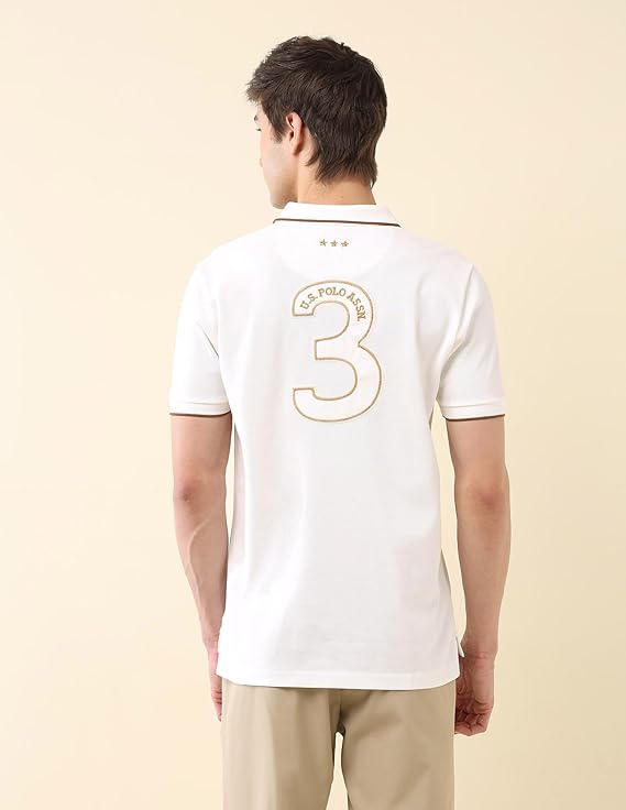 U.S.Polo Association Men's Embroidered Pure Cotton Gold Cup Polo Shirt