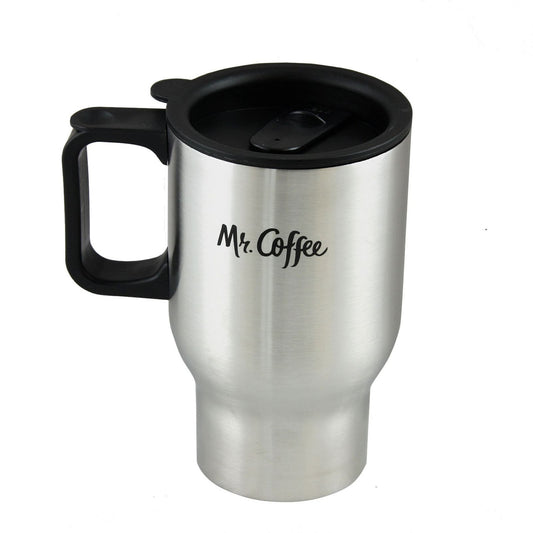 Mr. Coffee Expressway 13.5 Ounce Stainless Steel Thermal Travel Mug Cup with Lid