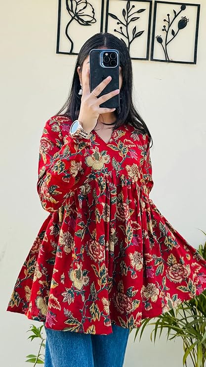 Women’s Printed Short Kurti for Girls | Regular Wear Flared Tunic Top | Stylish & Comfortable Rayon Kurti