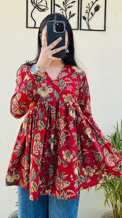 Women’s Printed Short Kurti for Girls | Regular Wear Flared Tunic Top | Stylish & Comfortable Rayon Kurti