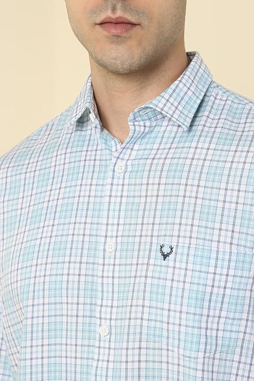Allen Solly Men Cotton Slim Fit Small Checks Casual Shirt