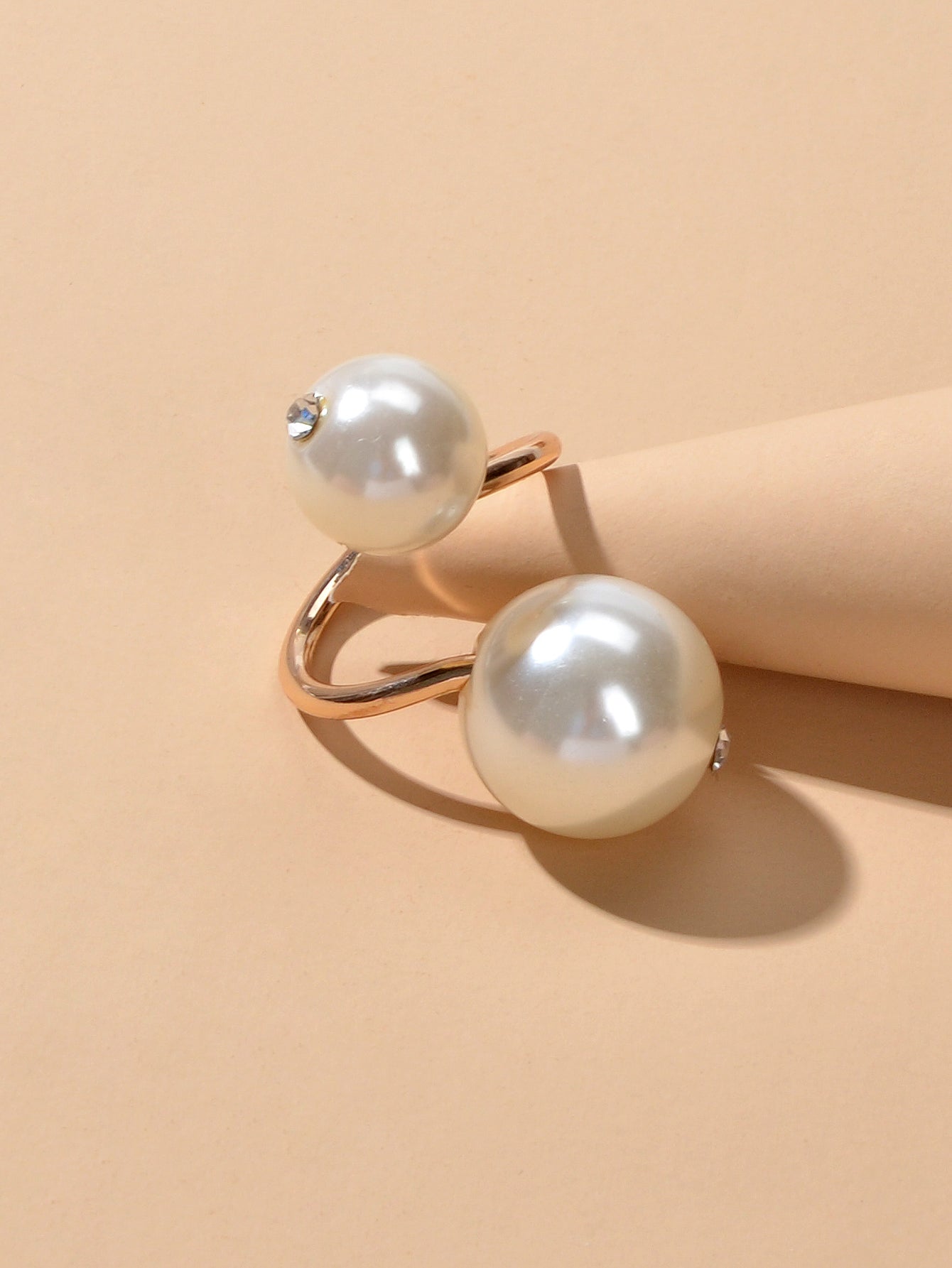 Engagement Jewellery Gift Simulated Pearl Women Wedding Promise Gold Finger Ring