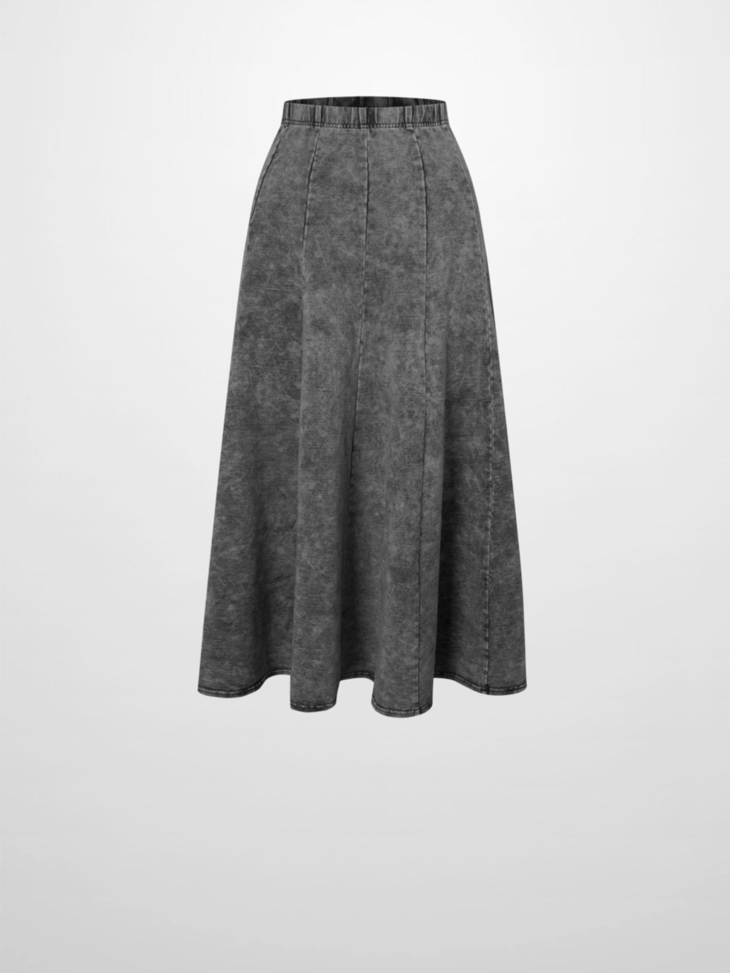 Paneled Flare Skirt 25"-Black Wash-0