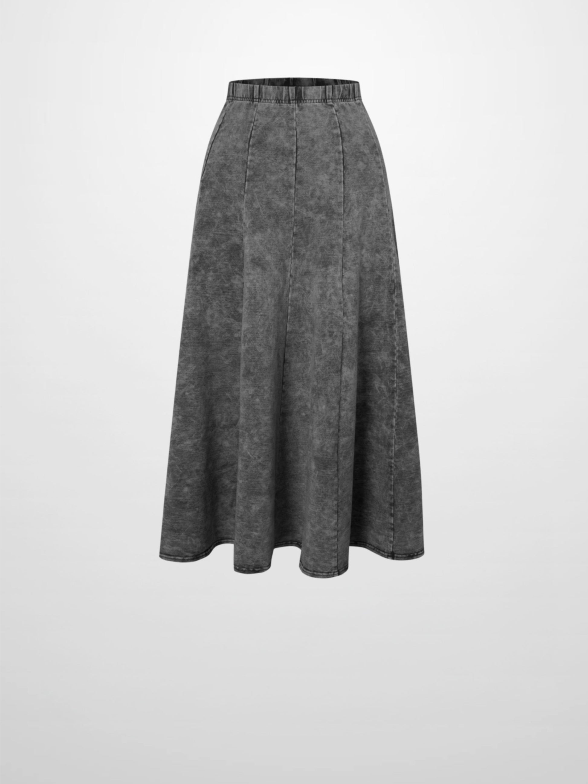 Paneled Flare Skirt 25"-Black Wash-0
