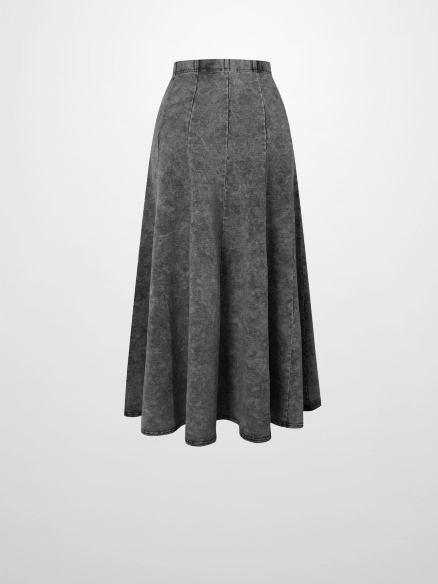 Paneled Flare Skirt 25"-Black Wash-1