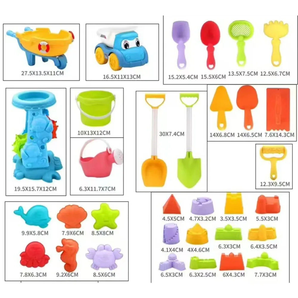 NNEOBA Kids Beach Toys Set with Shovel, Bucket, Dinosaur Molds (100 pcs)