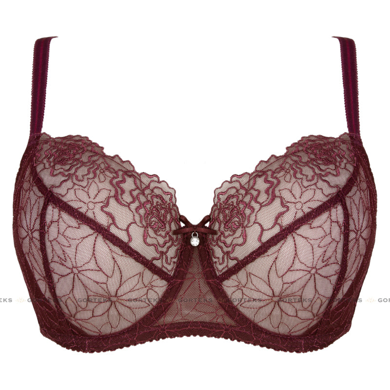 Sheer Mesh Balconette Bra Pamela Aubergine-4