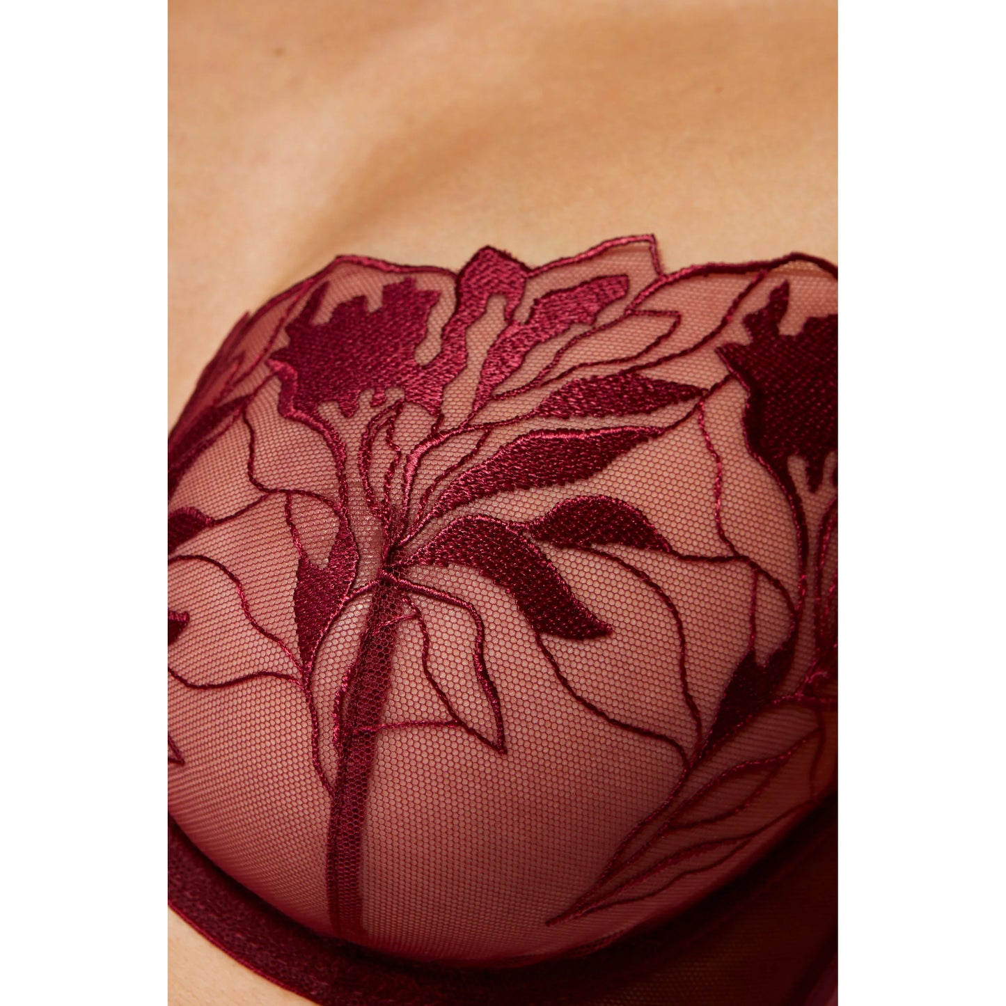Transparent Demi Underwire Bra Gorteks Coco Burgundy