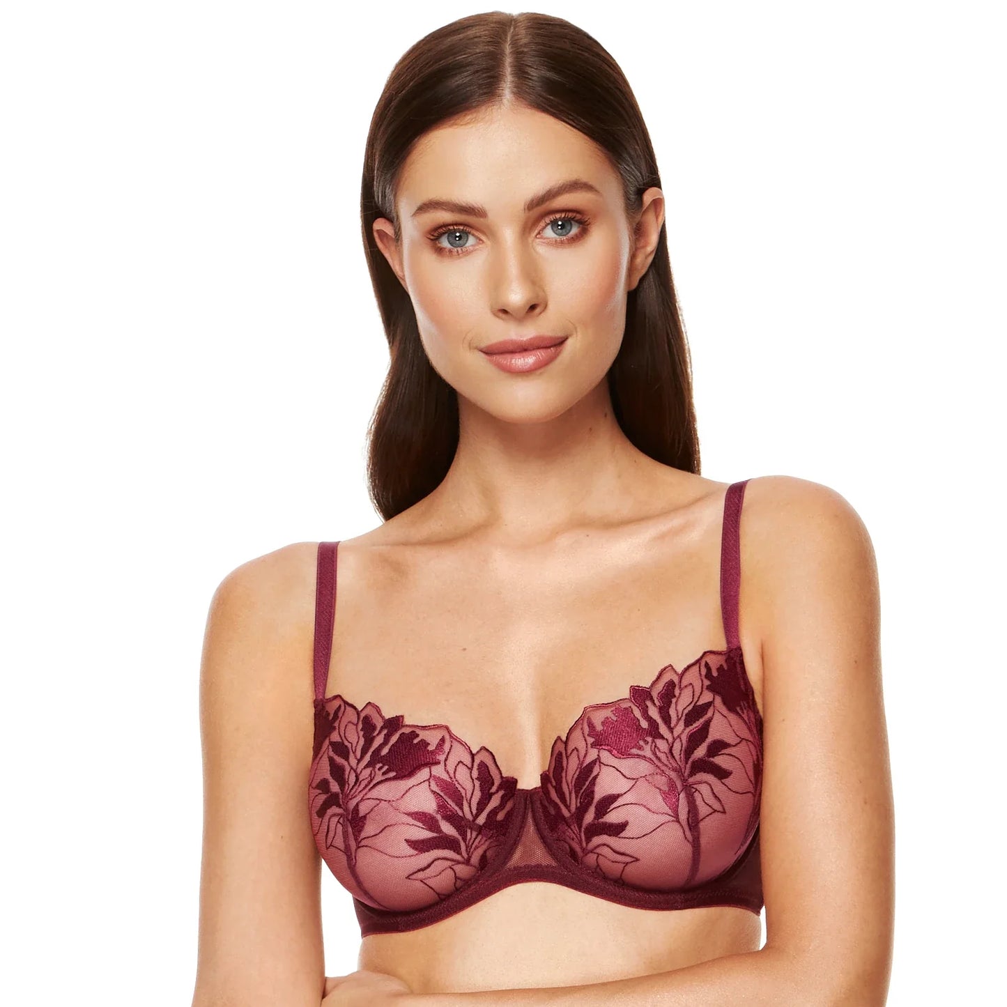 Transparent Demi Underwire Bra Gorteks Coco Burgundy