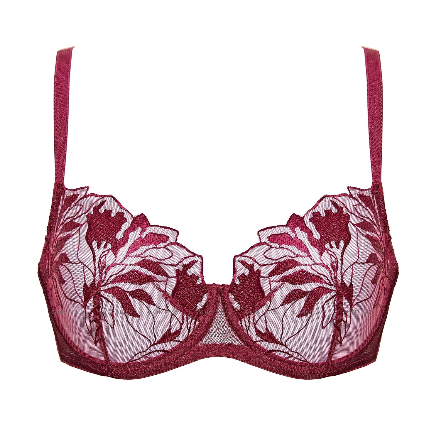 Transparent Demi Underwire Bra Gorteks Coco Burgundy