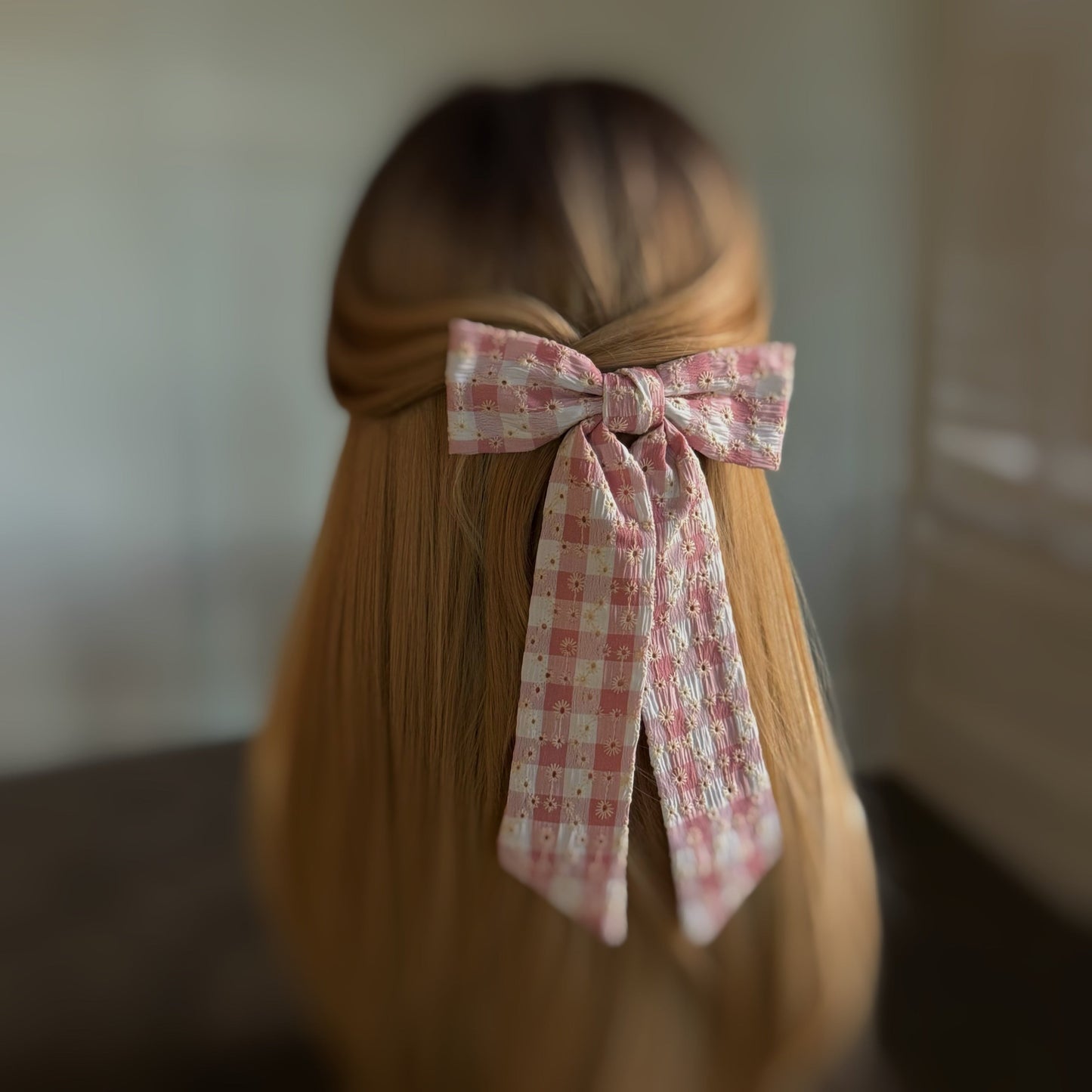 Daisy Picnic Gingham Bow Hair Clip