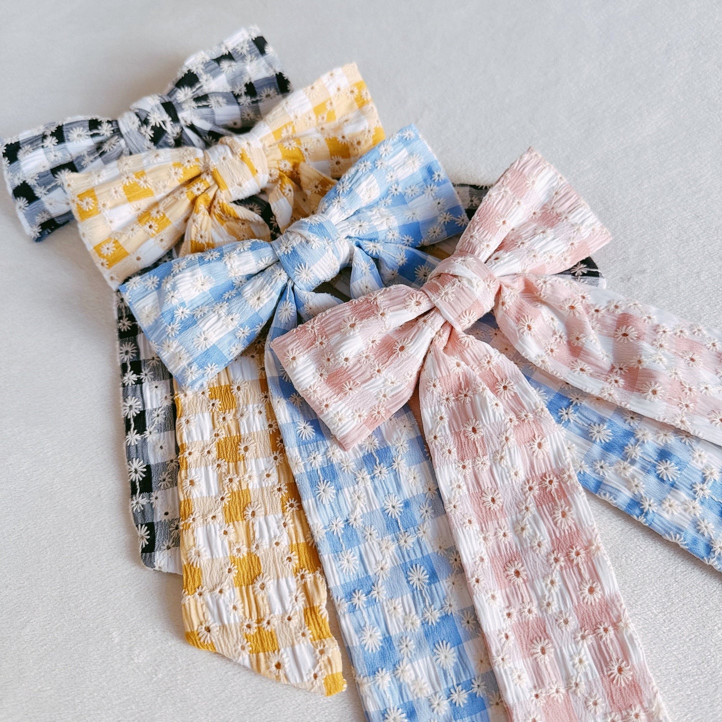 Daisy Picnic Gingham Bow Hair Clip