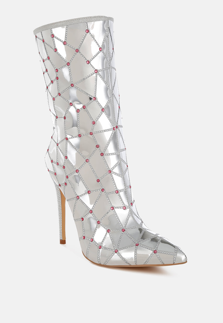 Echostage Rhinestones Embellished Metallic Boots-1