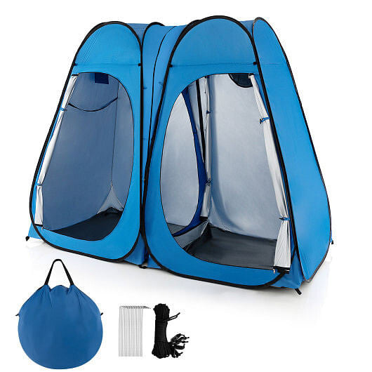 Oversized Pop Up Shower Tent with Window Floor and Storage Pocket-Black
