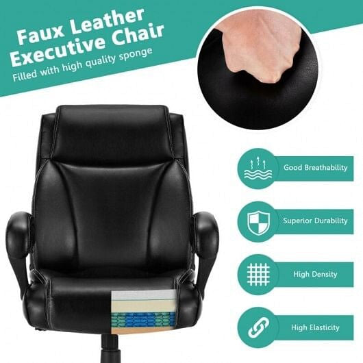 400 Pounds Big and Tall Adjustable High Back Leather Office Chair-2