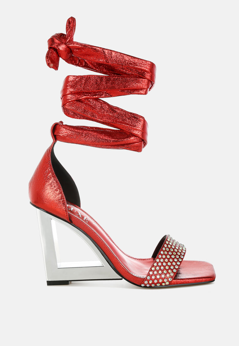 Hashira AB Rhinestone Studded Lace-Up Fantasy Heels