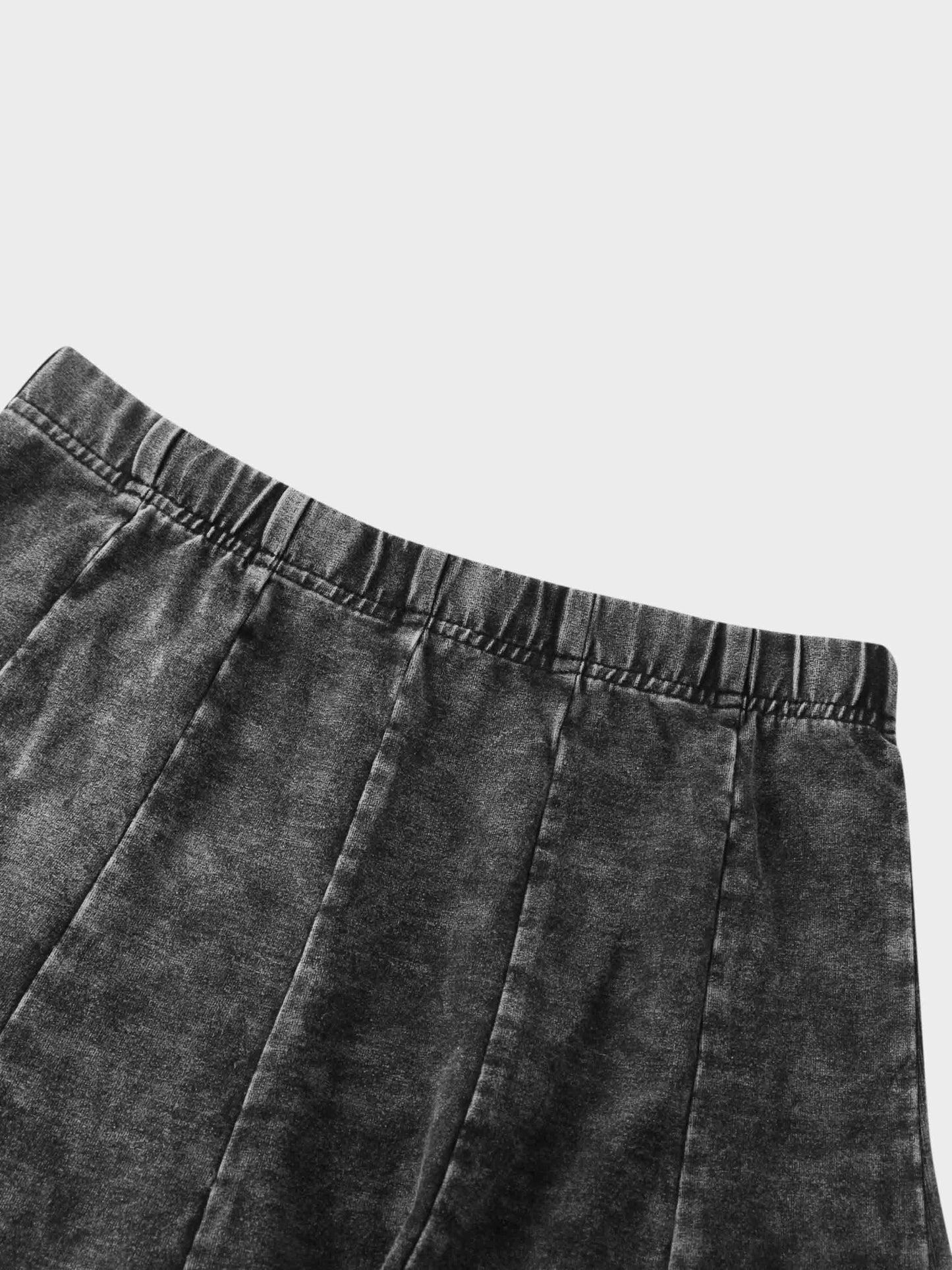 Paneled Flare Skirt 25"-Black Wash-2