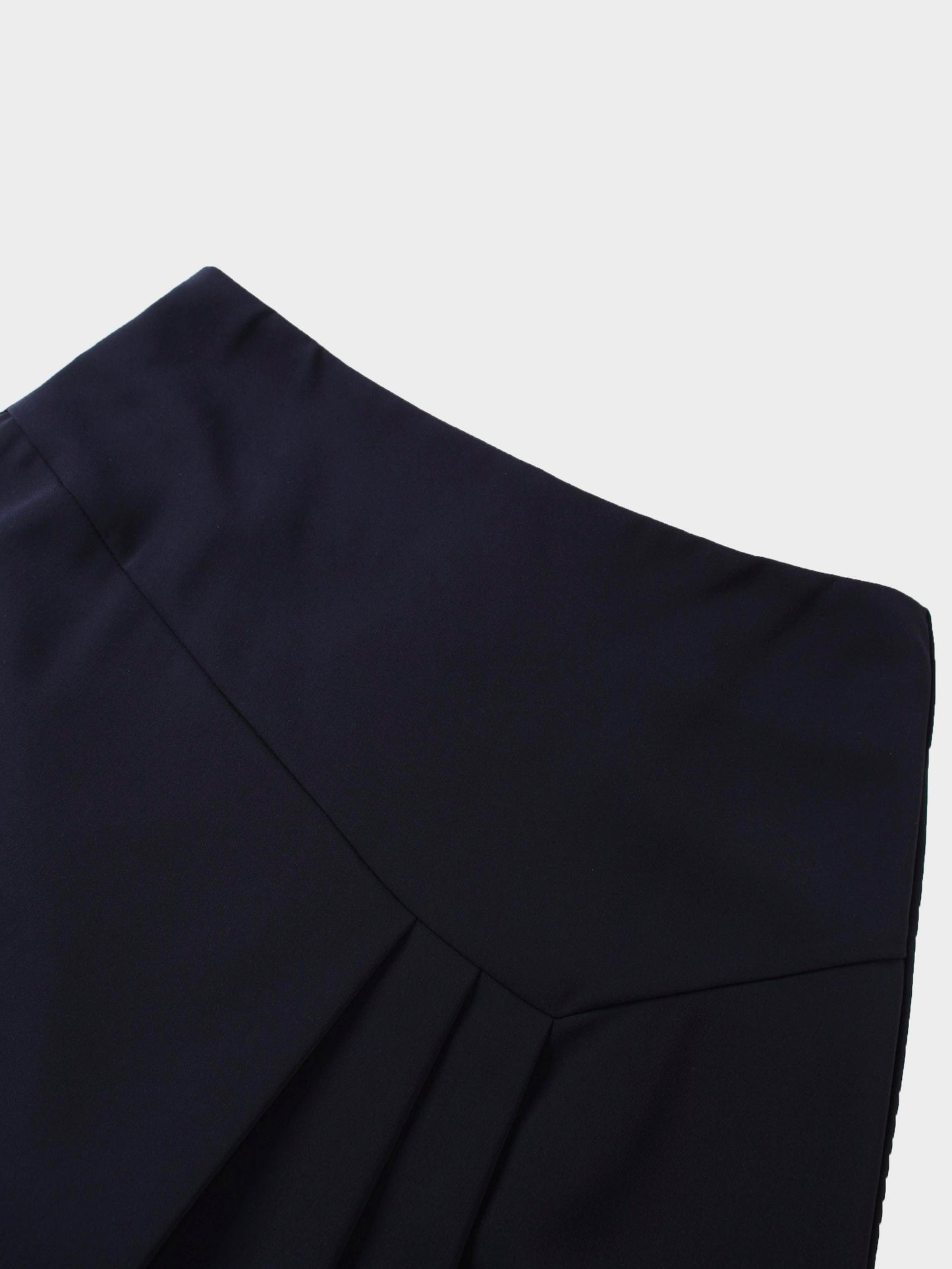 Side Pleat A-Line Short Skirt-Navy-2