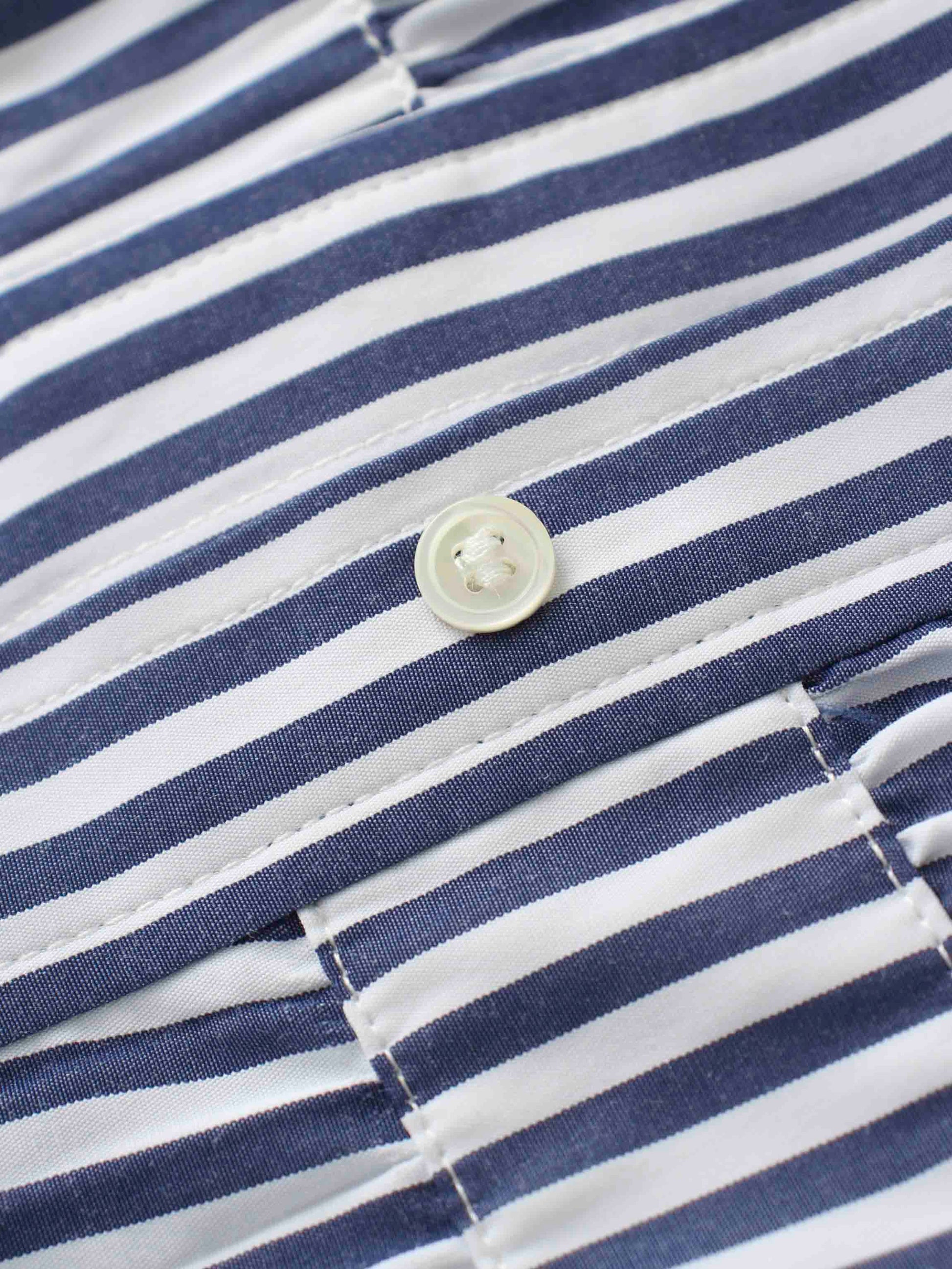 Pleat Bottom Waisted Shirtdress-Navy Pinstripe-4