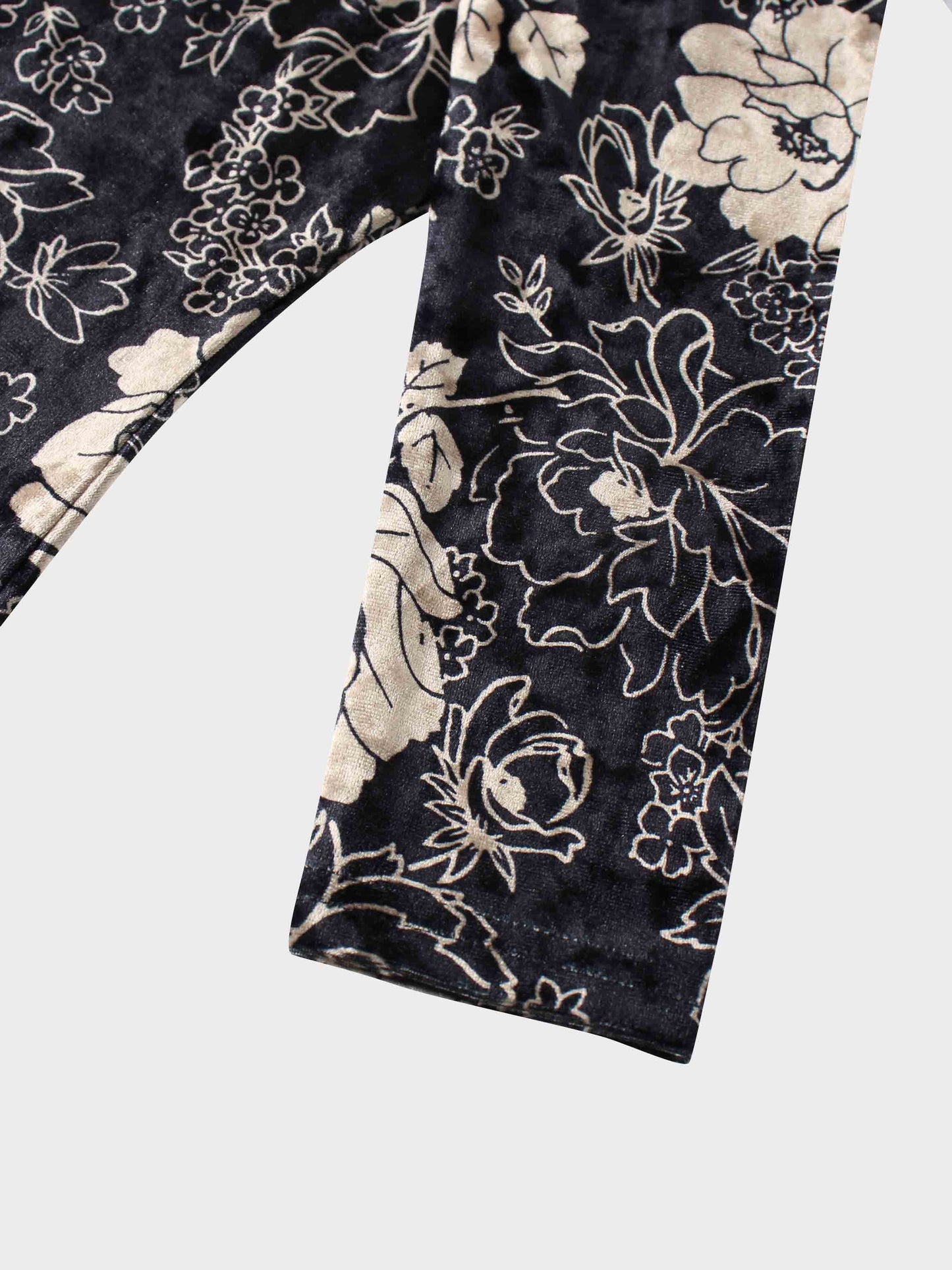 Printed Velour Turtleneck-Gold Floral-4