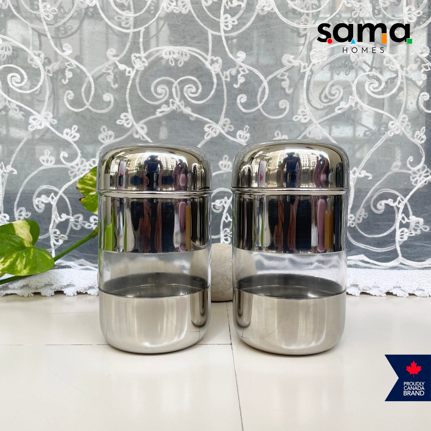 Stainless Steel See Thru Storage Container Capsule Design | Premium Food/Spice Storage | SAMA Homes