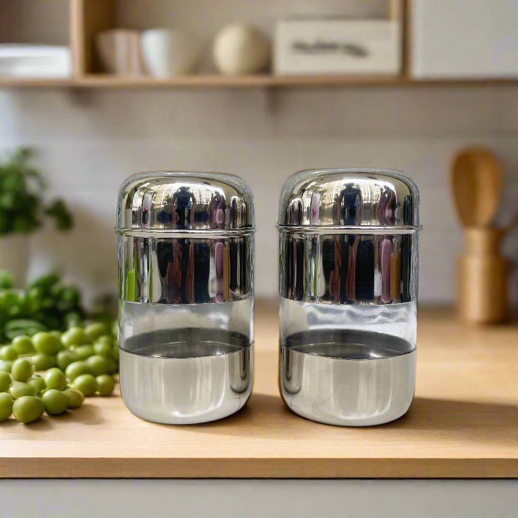 Stainless Steel See Thru Storage Container Capsule Design | Premium Food/Spice Storage | SAMA Homes