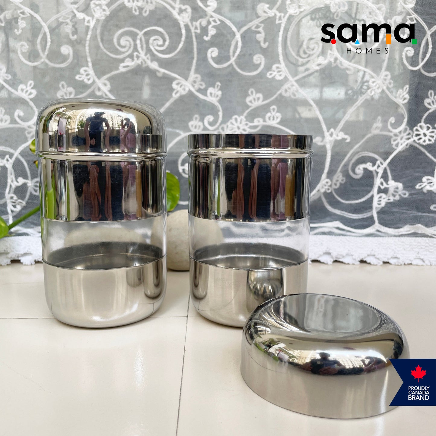 Stainless Steel See Thru Storage Container Capsule Design | Premium Food/Spice Storage | SAMA Homes