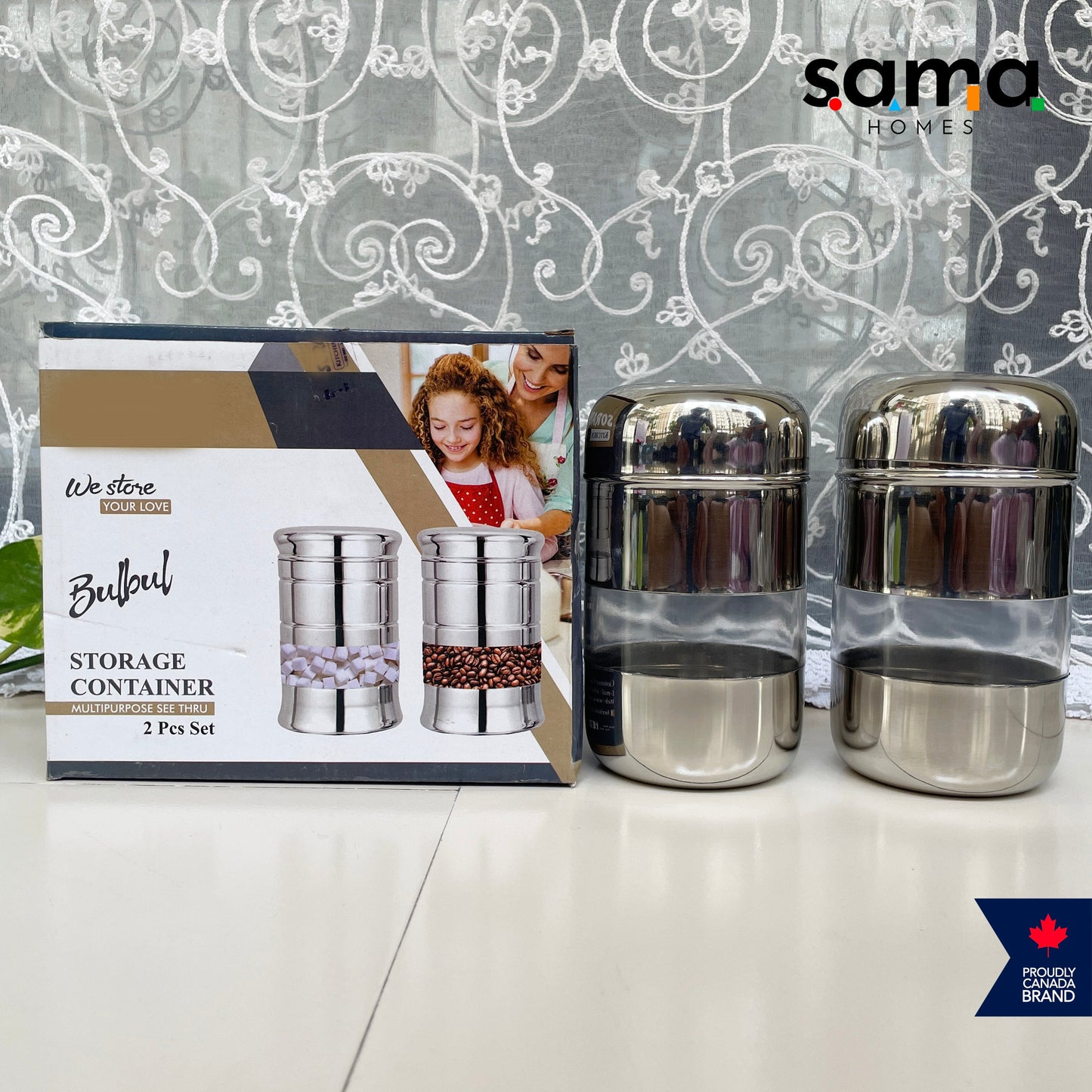 Stainless Steel See Thru Storage Container Capsule Design | Premium Food/Spice Storage | SAMA Homes
