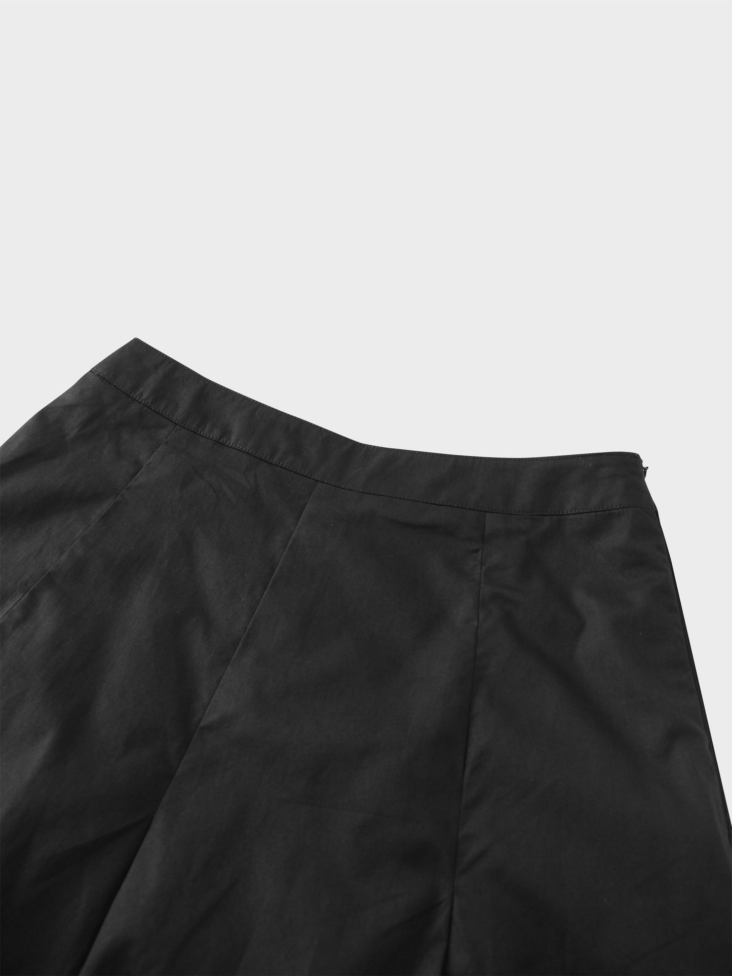 Stitch Down Cotton Pleated Skirt-Black-2