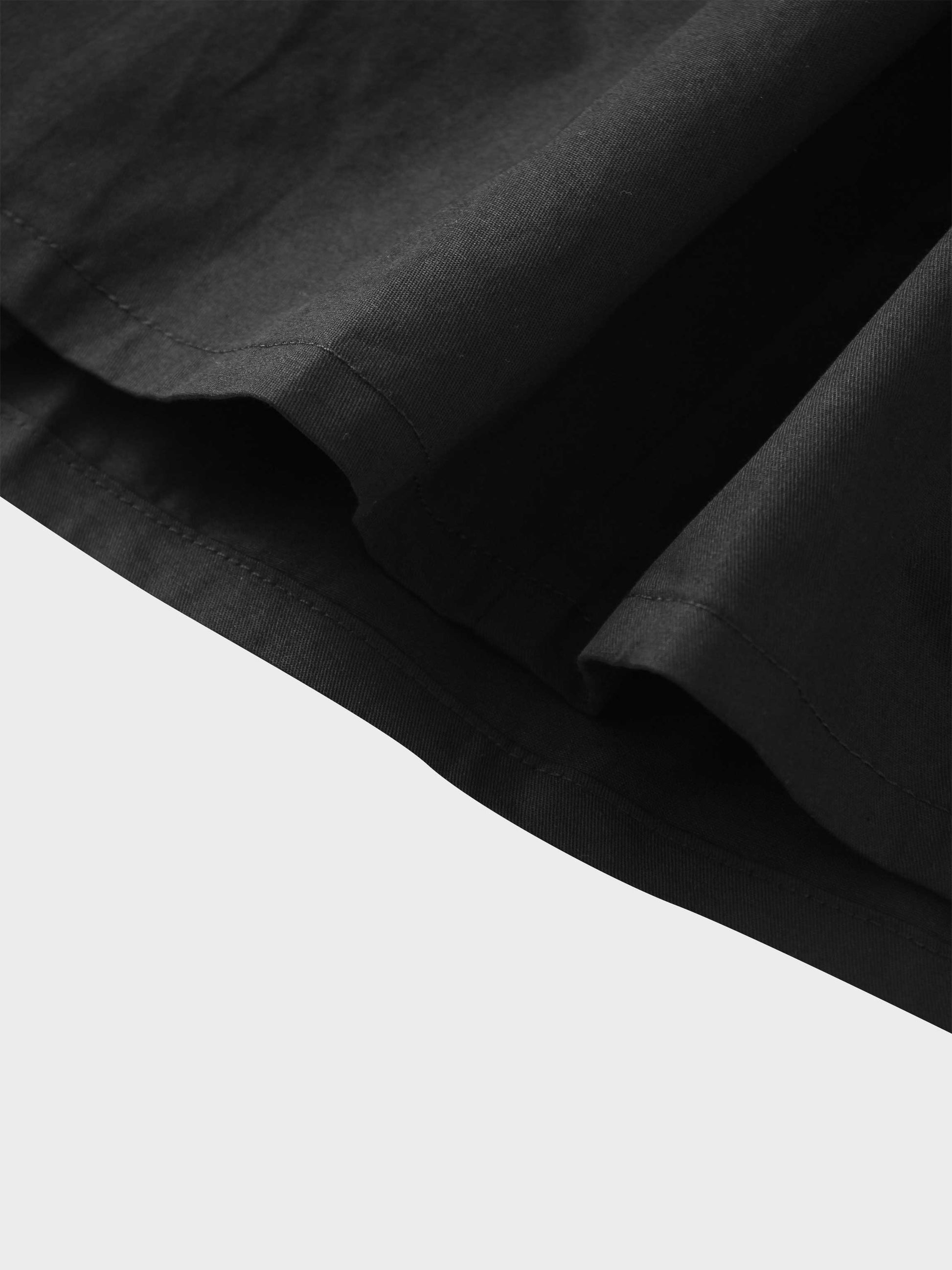 Stitch Down Cotton Pleated Skirt-Black-4