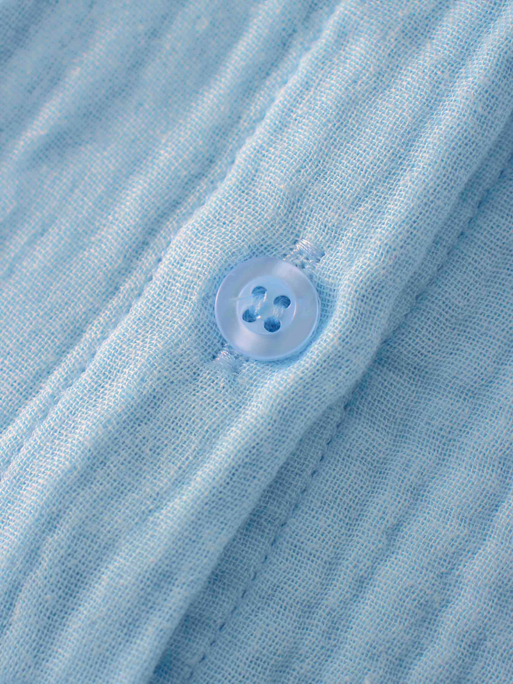 Gauze Button Down Blouse-Light Blue-3