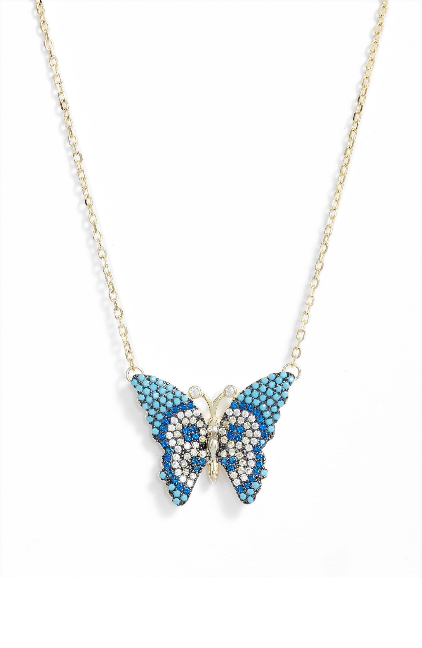 Butterfly Pave Charm Necklace-0