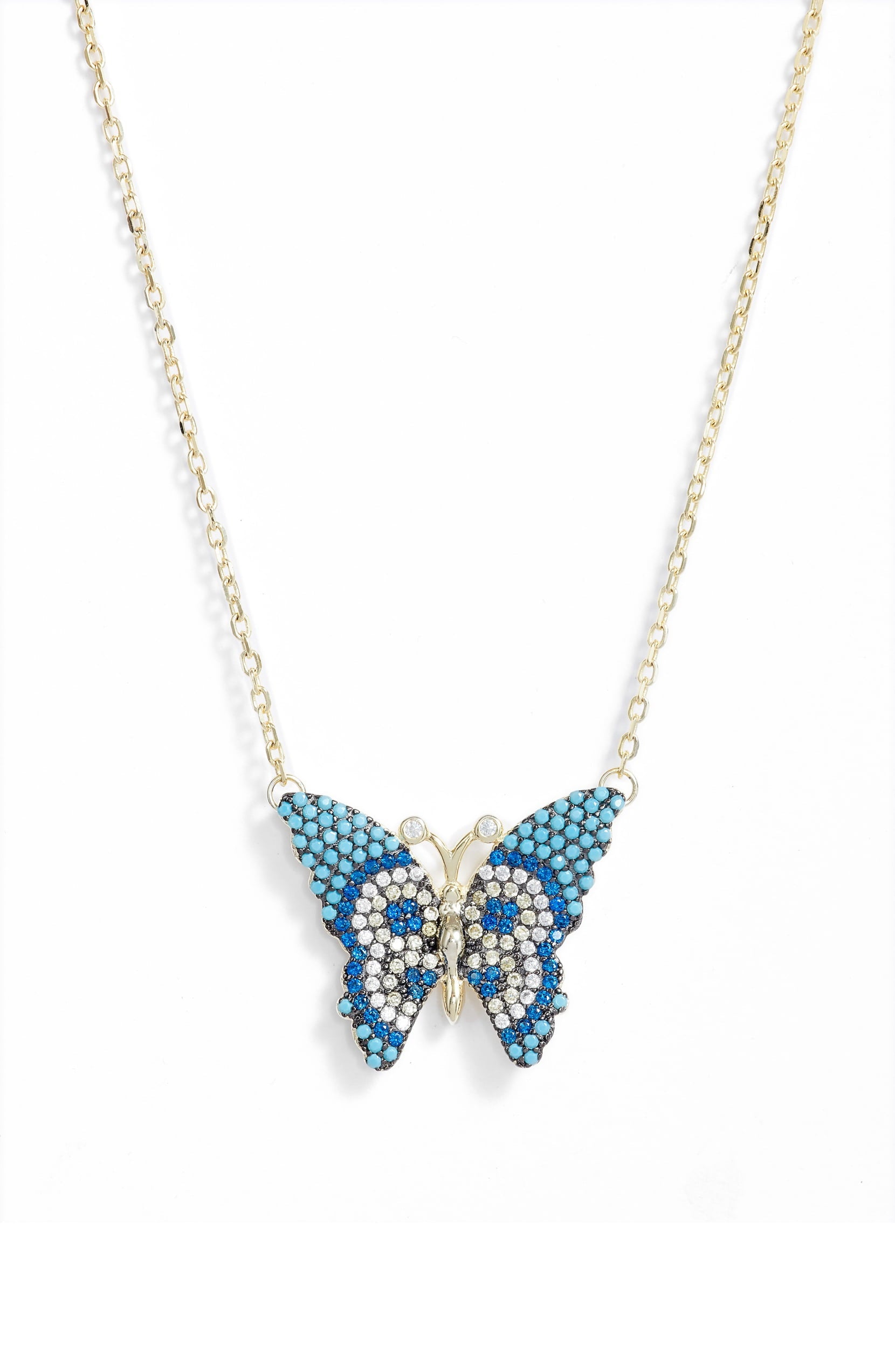 Butterfly Pave Charm Necklace-0